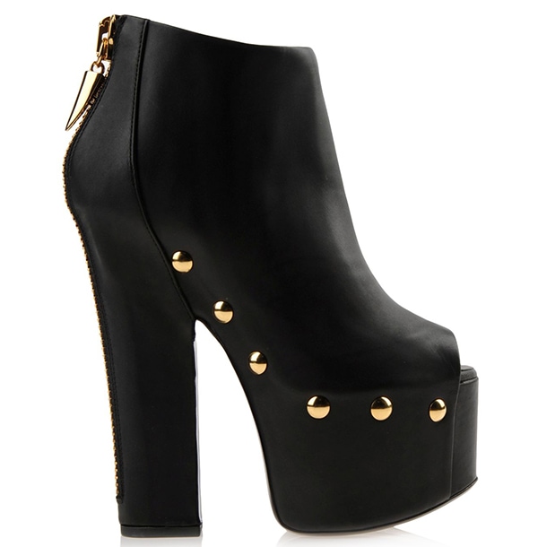 Giuseppe Zanotti Leather Gold Stud Zipper Booties3