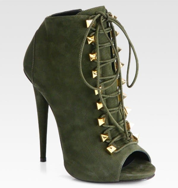 Giuseppe Zanotti Suede Lace-Up Ankle Boots in Olive