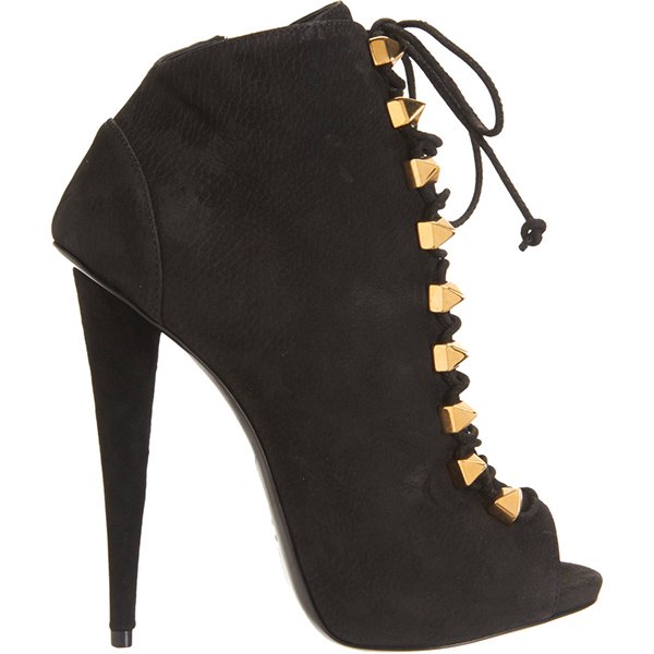 Giuseppe Zanotti Pyramid Stud Lace-Up Booties in Black