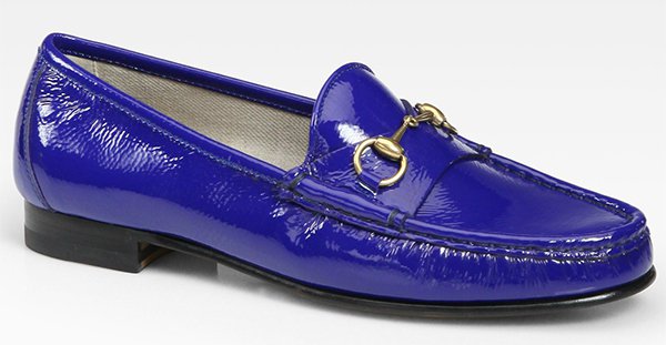 Gucci Patent Leather Horsebit Loafers Cobalt
