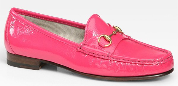 Gucci Patent Leather Horsebit Loafers Pink