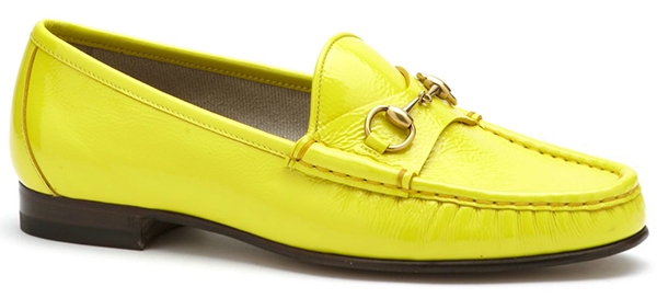 Gucci Patent Leather Horsebit Loafers Yellow