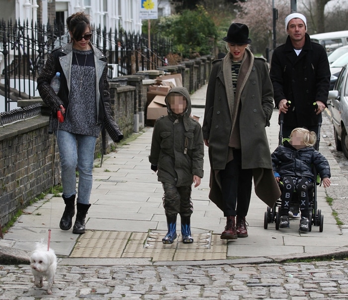 Gwen Stefani, Gavin Rossdale and their sons Kingston and Zuma meet with Daisy Lowe