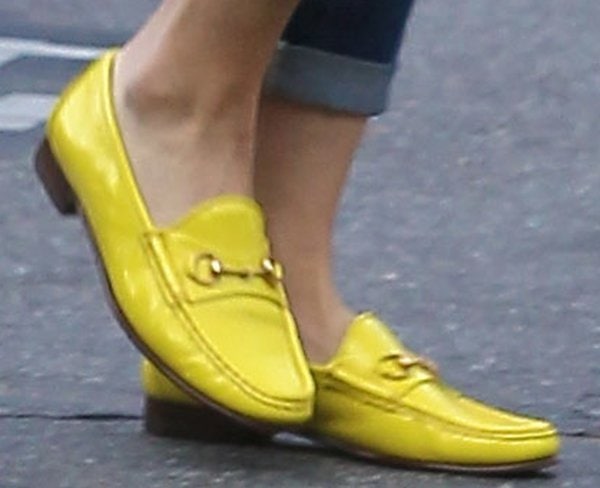 Gwen Stefani rocking bright yellow loafers