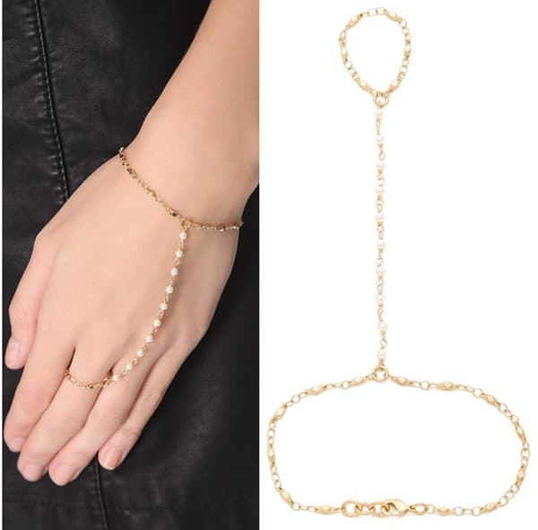 Jacquie Aiche White Pearl Vintage Chain Finger Bracelet