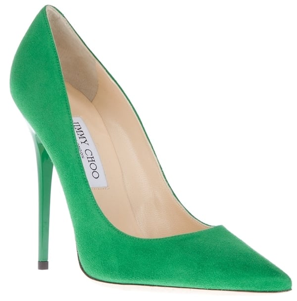 Green Jimmy Choo "Abel" Pointed-Toe Pumps