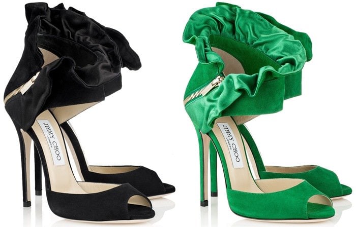 Jimmy Choo Katarina Sandals in Black and Emerald