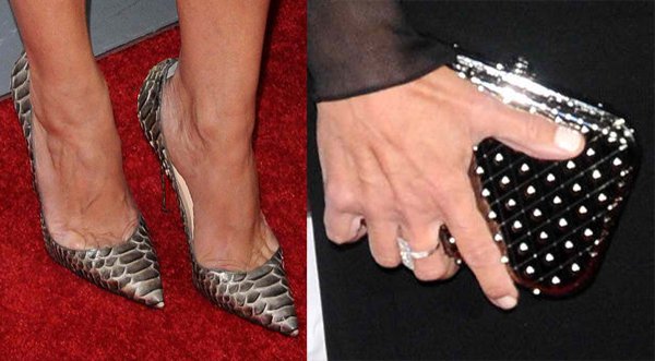 Julia Louis-Dreyfus complemented her elegant Emilio Pucci dress with stunning Stella McCartney reptile pointed-toe heels and a chic Tod's clutch, adding a sophisticated touch to her red carpet ensemble