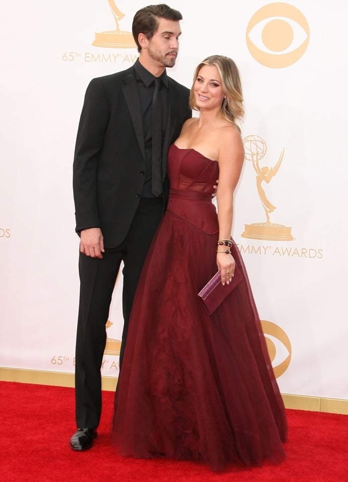 Kaley Cuoco and Ryan Sweeting arrive at the 65th Annual Primetime Emmy Awards