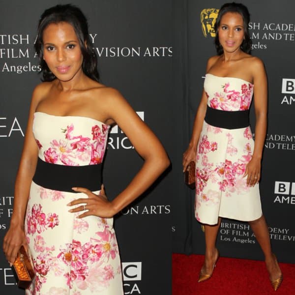 Kerry Washington in a floral Giambattista Valli dress at the BAFTA Los Angeles TV Tea 2013