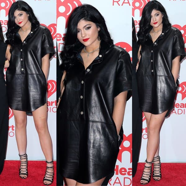 Kylie Jenner dazzles in a chic leather dress at the iHeartRadio Music Festival