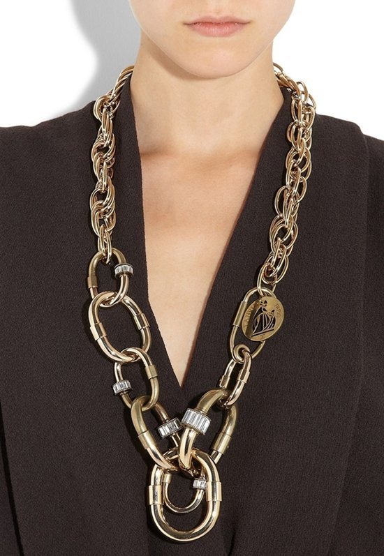 Lanvin Gold-Tone Crystal Link Necklace