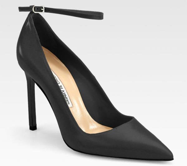 Manolo Blahnik "BB" Ankle-Strap Pumps in Black