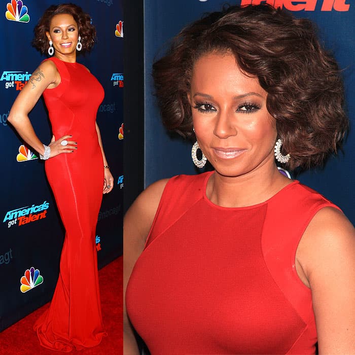 Mel B in a stunning red Stella McCartney dress at the America's Got Talent finale performance show at Radio City Music Hall in New York City on September 17, 2013