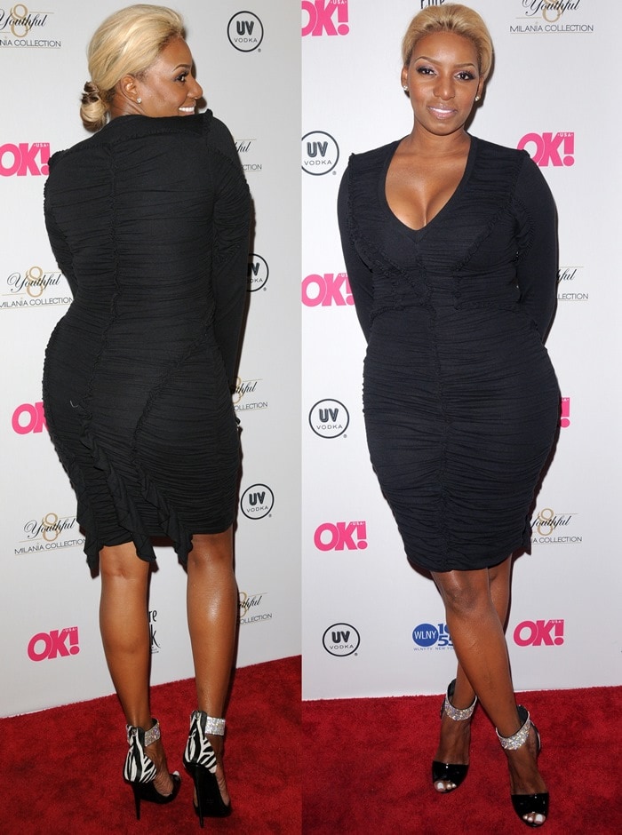 Nene Leakes in an amazing pair of Giuseppe Zanotti heels styled with a ruched dress that flaunted her famous curves