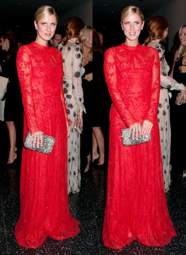 Nicky Hilton wearing a Valentino embroidered lace gown