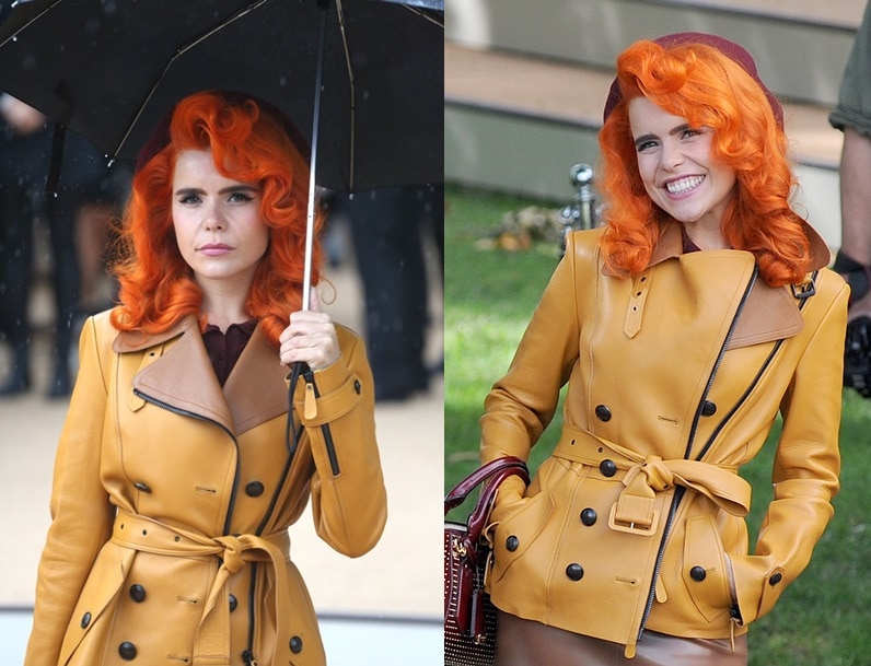 Paloma Faith dazzles in a striking golden trench coat at the Burberry Prorsum Spring/Summer 2014 show during London Fashion Week