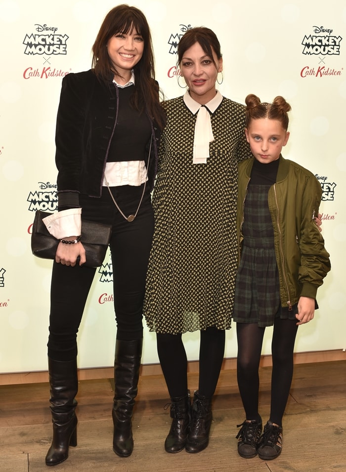Daisy Lowe, her mother Pearl Lowe, and her half-sister Betty Lowe attend Disney X Cath Kidston VIP Launch