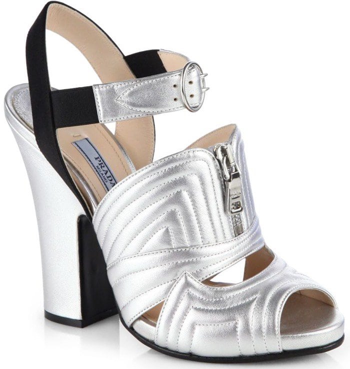 Prada Metallic Leather and Satin Sandals