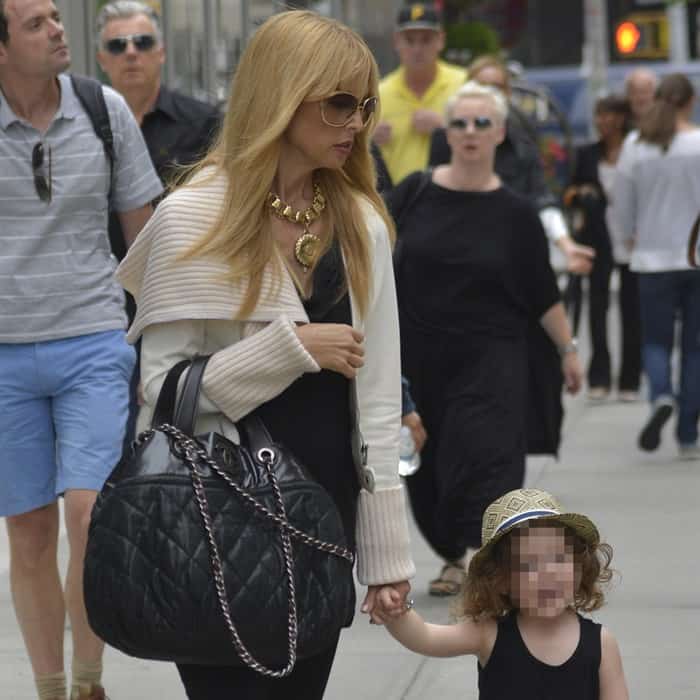 Rachel Zoe carrying a large quilted Chanel bag for her walk around town