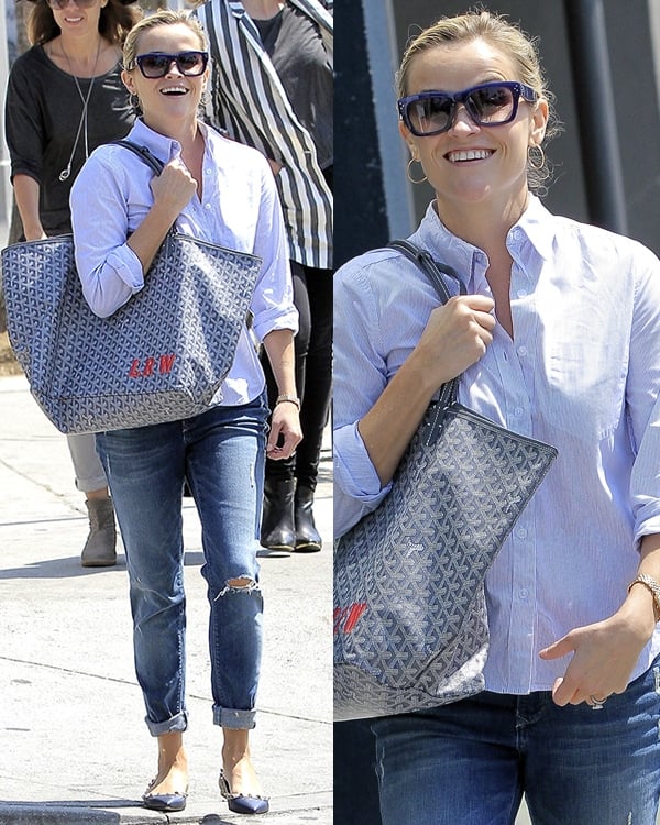 Reese Witherspoon looking pretty and preppy while out for lunch in Venice on September 10, 2013