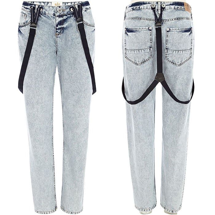 River Island Light Wash Brace Cassie Boyfriend Jeans