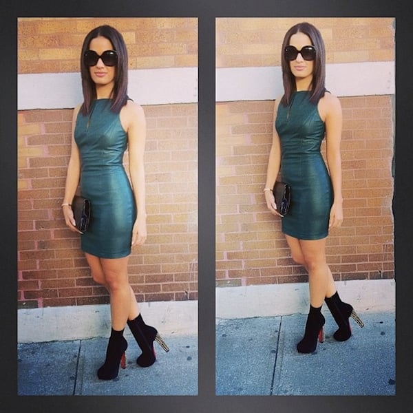 Rocsi's ensemble and Christian Louboutin spiked booties for the Zac Posen show