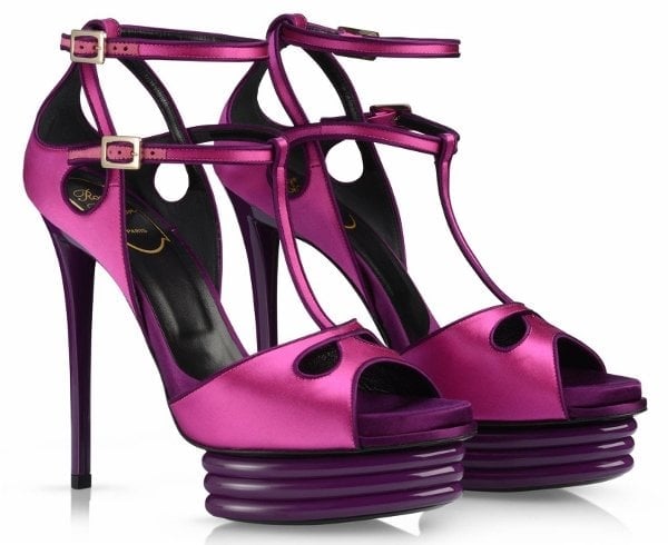 Roger Vivier Bibendum Sandals in Fuchsia and Purple