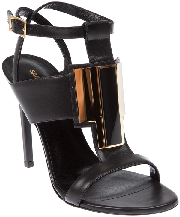 Saint Laurent "Janis" T-Strap Sandals