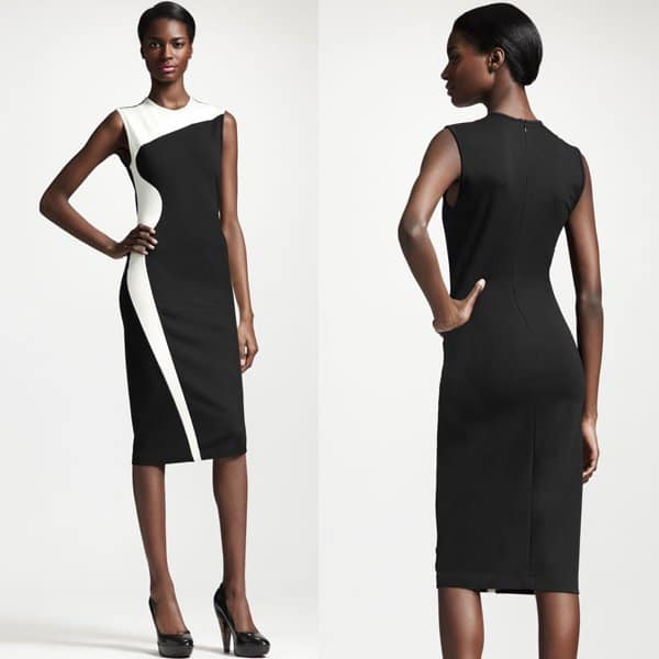 Stella McCartney Wave Colorblock Long Sheath Dress