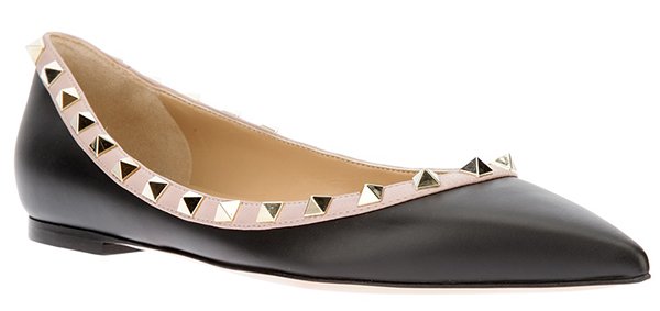 Valentino Rockstud Ballet Flats Black Leather