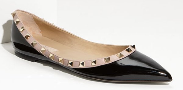 Valentino Rockstud Ballet Flats Black Patent