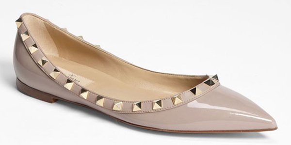 Valentino Rockstud Ballet Flats Nude Patent