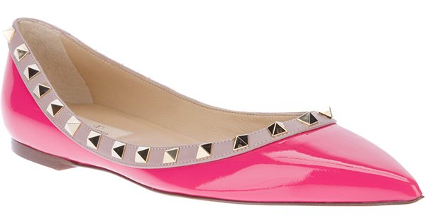 Valentino Rockstud Ballet Flats Pink Patent