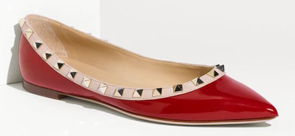 Valentino Rockstud Ballet Flats Red Patent