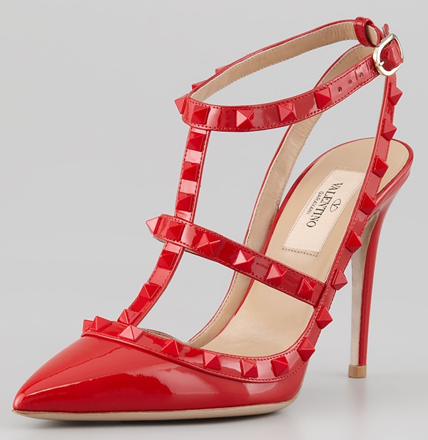 Valentino Rockstud Patent Slingback Sandals