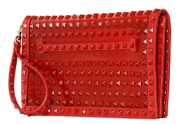 Valentino Rockstud Rouge Patent Clutch