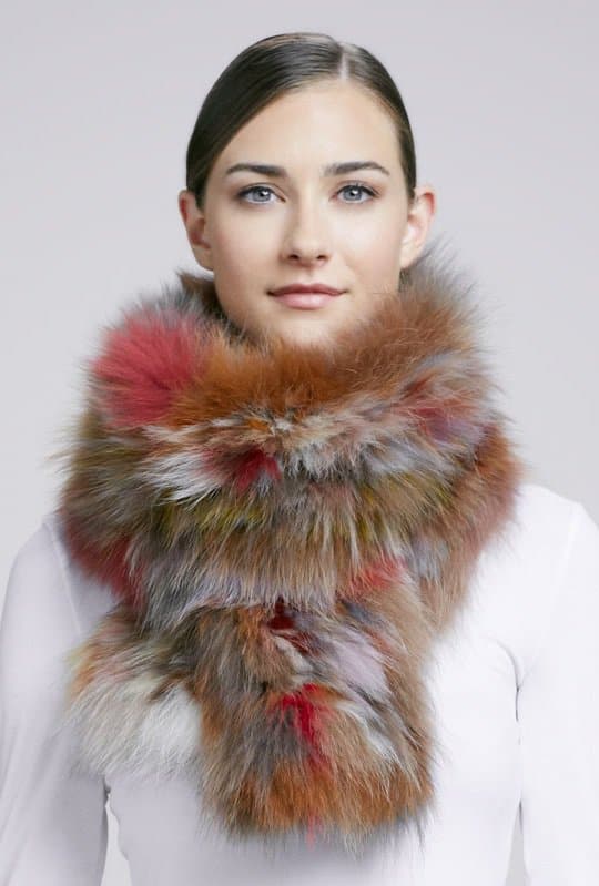 Adrienna Landau Knit Fox Fur Scarf