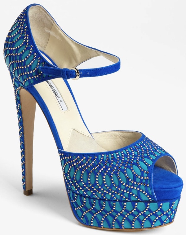 Brian Atwood 'Tribeca' Laser Platform Sandals in Blue