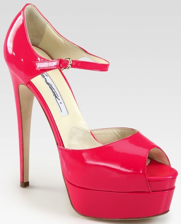 Brian Atwood 'Tribeca' Patent Leather Platform Sandals in Pink