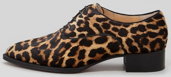 Christian Louboutin Zazou Pointed-Toe Leopard-Print Calf-Hair Derby Flats