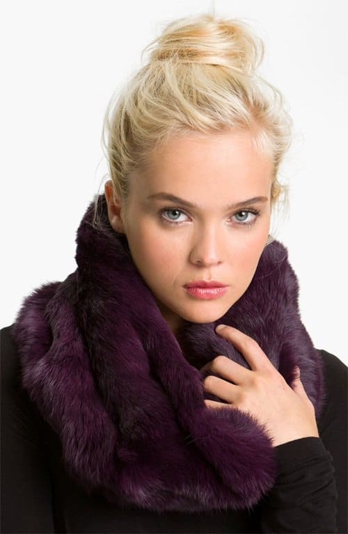 Diane von Furstenberg Genuine Rabbit Fur Infinity Scarf