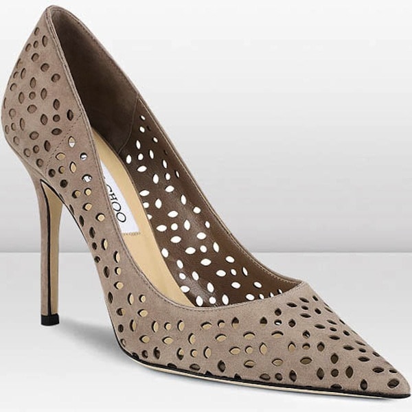 Jimmy Choo "Abel Latte" Perforated Pumps