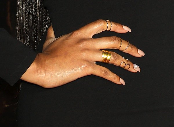 Keri Hilson's Biggie Band rings from Loud Love Jewelry that added stunning gold details to her black-and-gold ensemble