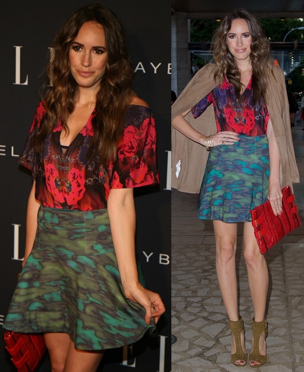 Louise Roe in suede Jimmy Choo 'Tahi' sandals at the Elle fashion show in New York City on September 6, 2013
