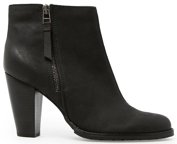 Mango Wooden Heel Leather Ankle Boots