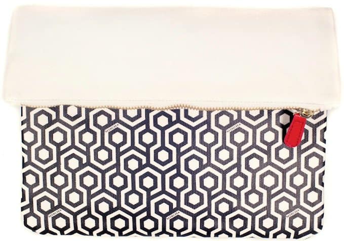 Mischa Travel Clutch in White/Black