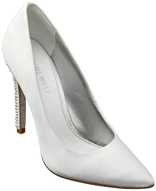 Nine West White Glittering Pointy-Toe Pumps