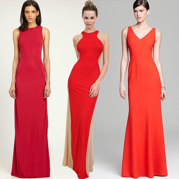 Cut 25 by Yigal Azrouel Seamed Open Back Gown / Nicole Bakti Two-Tone High-Neck Dress / David Meister Sleeveless V-Neck Gown