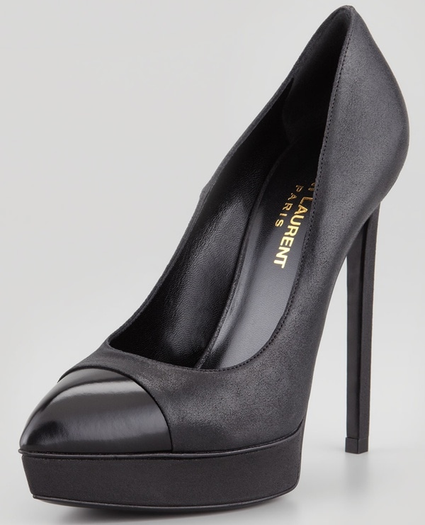 Saint Laurent "Janis" Cap-Toe Pumps in Black Metallic